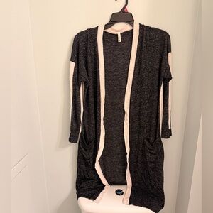 Chic Black and Cream Open Front Cardigan